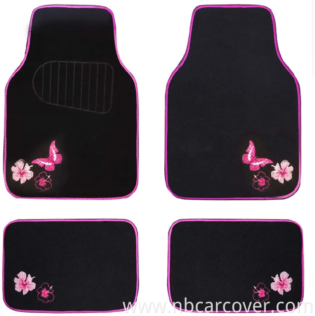 4-Piece Carpet Vehicle Floor Mats Premium Quality Classic Car Full Carpet Black Heavy Duty for Driver Passenger and Rear Seats All Weather